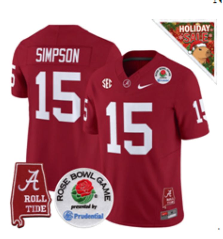 Men Alabama Crimson Tide #15 Simpson red Nike 2026 NCAA Jersey 02->customized nhl jersey->Custom Jersey